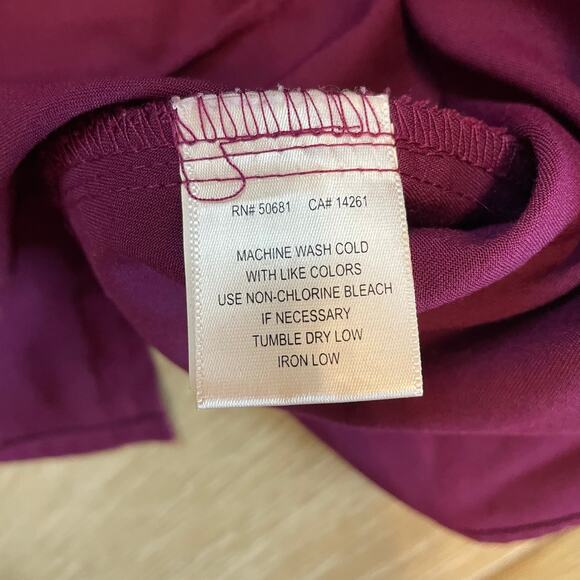 Grey’s Anatomy by Barco Scrub Top XS Wine Purple V-Neck Nursing Uniform Pocket - Picture 5 of 7